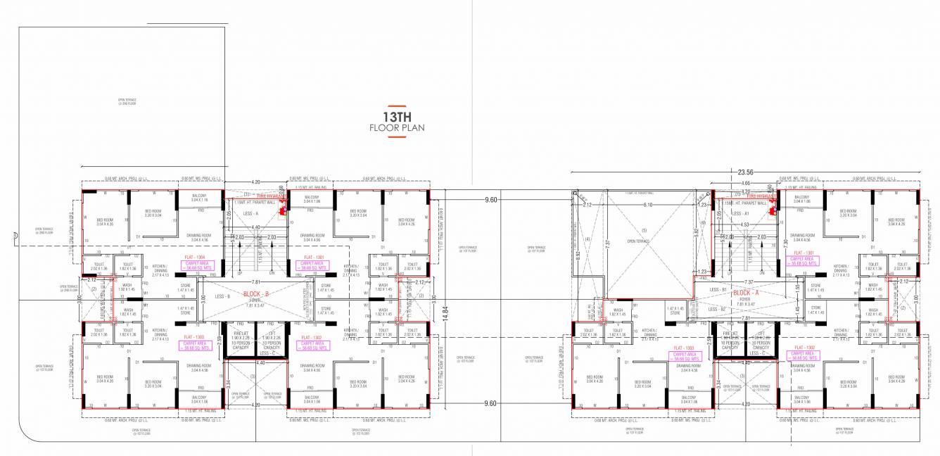  solo square Block A,B Cluster Plan for 13th Floor
