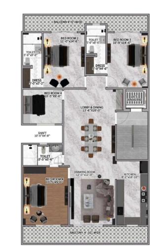  ulta-luxury-floor-14 Ulta Luxury Floor 14 Cluster Plan from 1st to 4th Floor