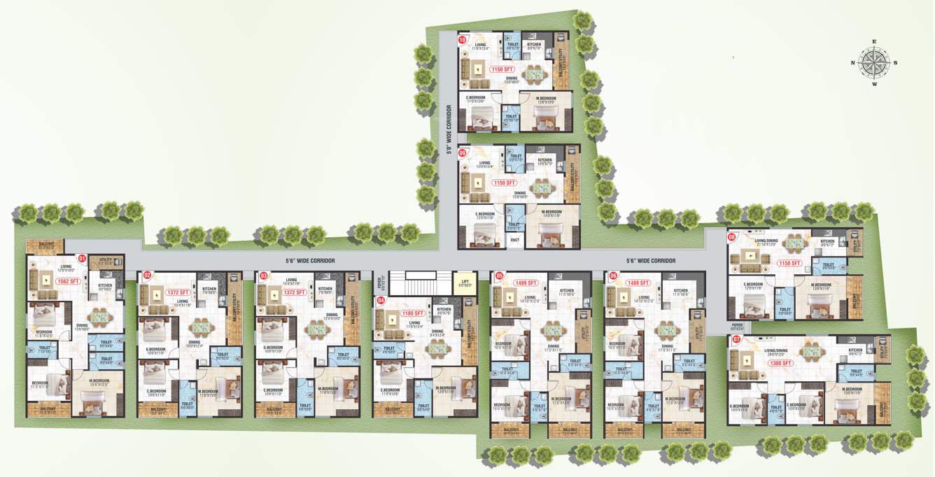  sree vasudeva nilayam Sree Vasudeva Nilayam Cluster Plan from 1st to 4th Floor