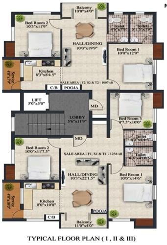 g-m-srinivas G M Srinivas Cluster Plan from 1st to 3rd Floor