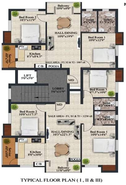  g m srinivas G M Srinivas Cluster Plan from 1st to 3rd Floor