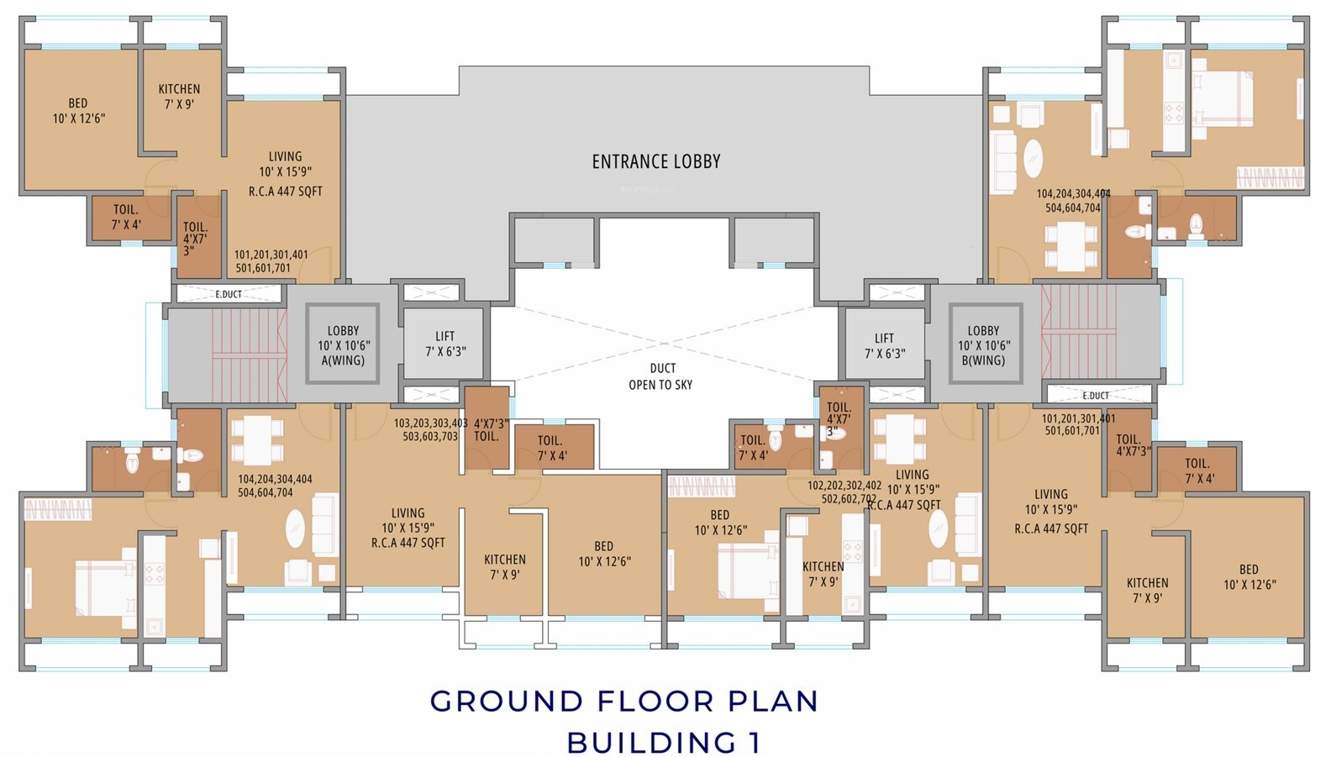  asian signature Building No 1 A Wing Cluster Plan for ground Floor