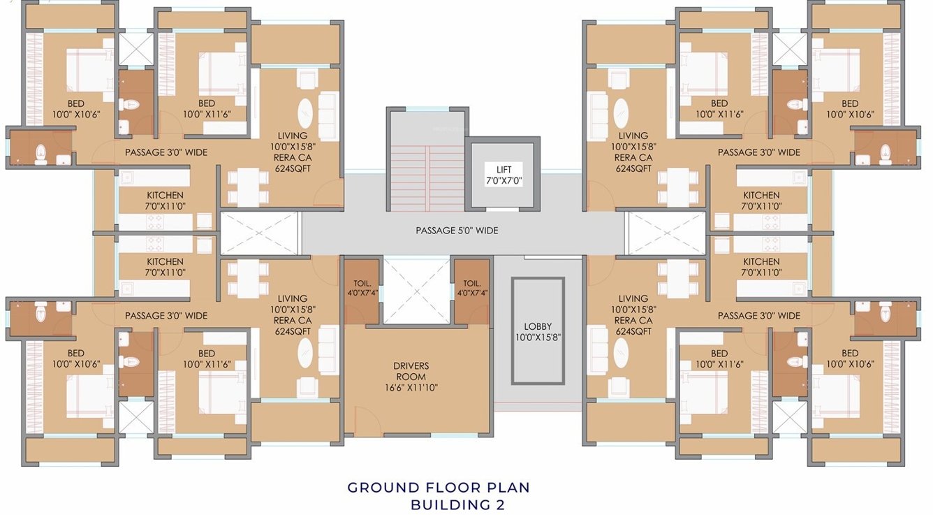  asian signature Building No 2 Cluster Plan for ground Floor