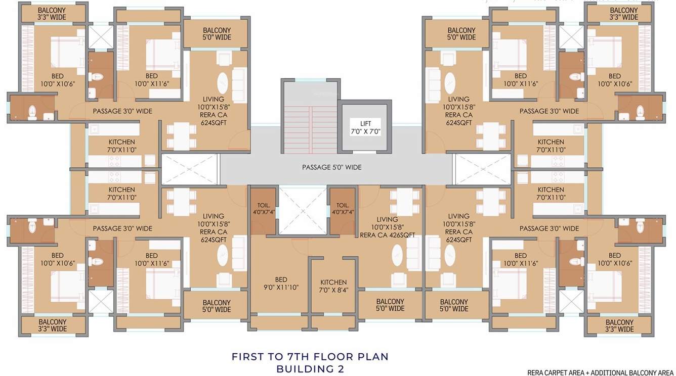  asian signature Building No 2 Cluster Plan from 1st to 7th Floor