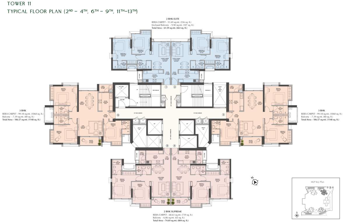  jade city T11 Raheja Jade City Cluster Plan For 2nd 4th, 6th 9th, 11th 13th floor
