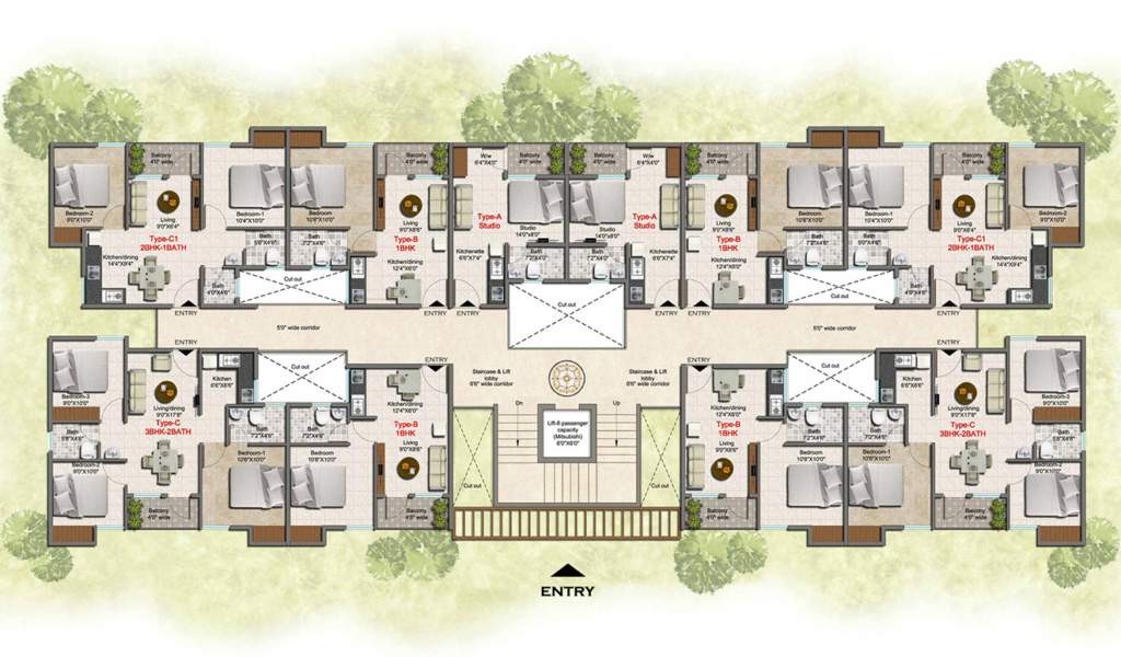  anandhara apartment Anandhara Apartment Block 1 Cluster Plan from 1st to 6th Floor