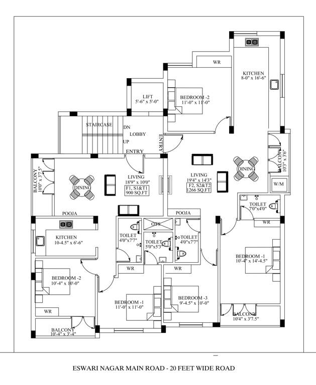  poornimaa Poornimaa Cluster Plan from 1st to 3rd Floor