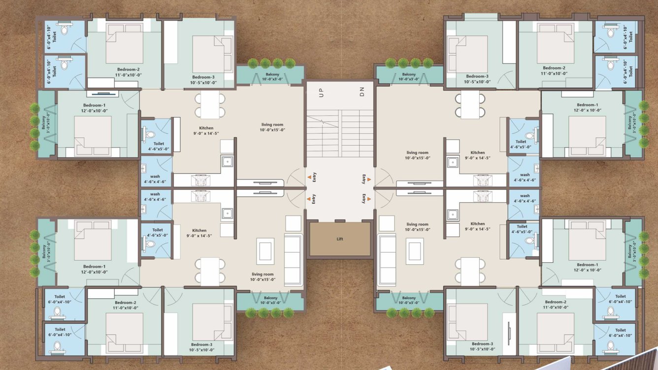  meera flats Tower A Cluster Plan