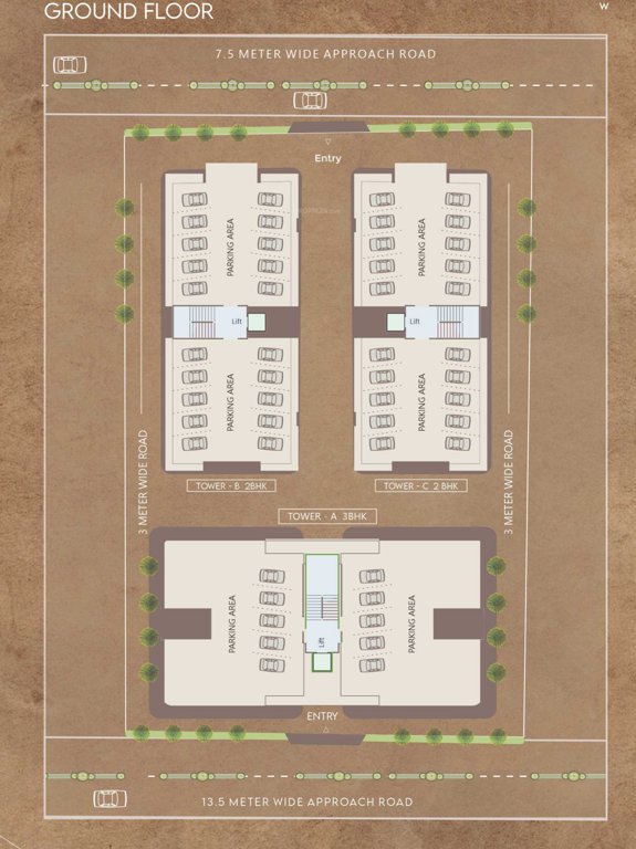  meera flats Tower C Cluster Plan for ground Floor