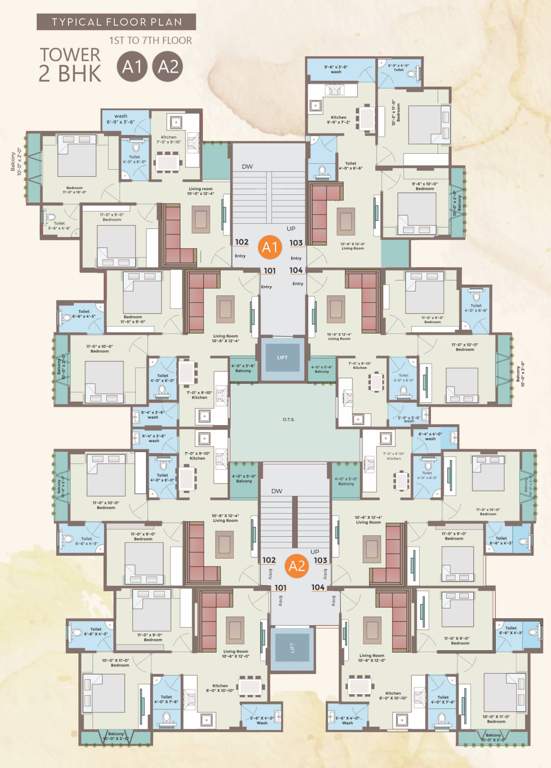  saibaba apartment Tower A1 A2 Cluster Plan From 1st To 7th Floor