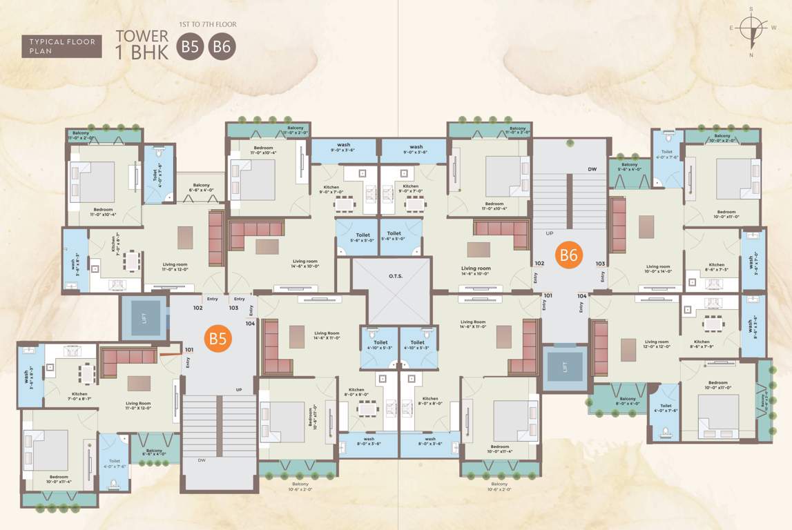  saibaba apartment Tower B5 B6 Cluster Plan From 1st To 7th Floor