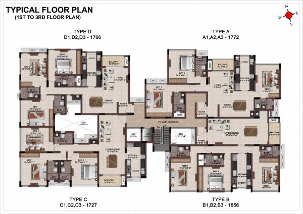  wesley Wesley Cluster Plan from 1st to 3rd Floor