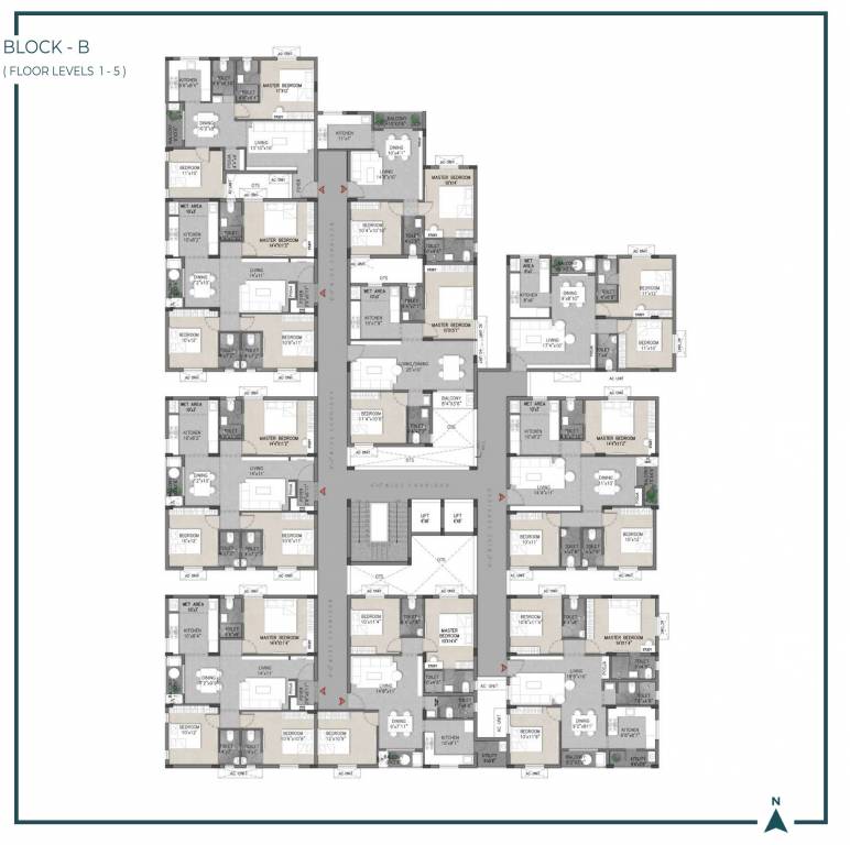  the banyan B Cluster Plan from 1st to 5th Floor