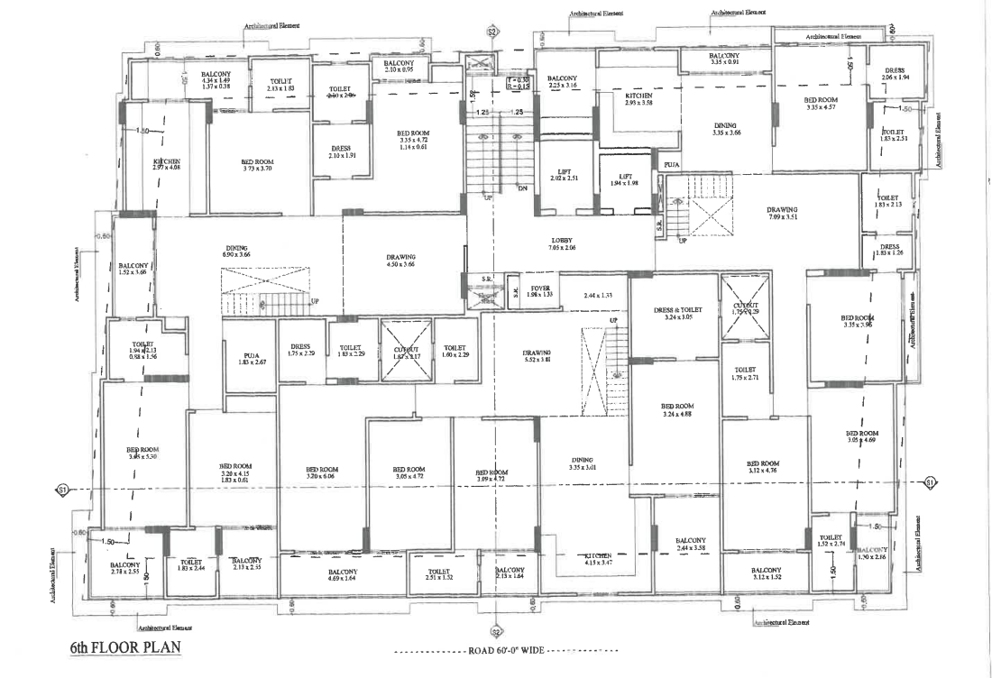  mangal elegance Mangal Elegance Cluster Plan for 6th Floor