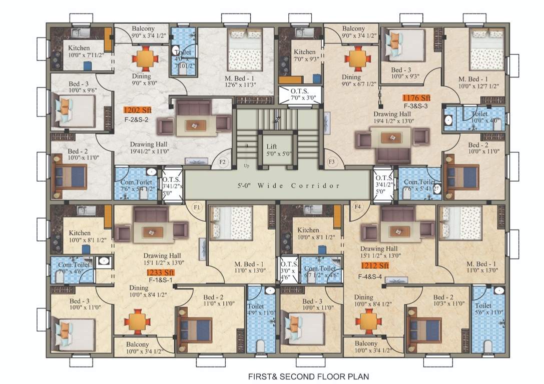  sudharshan vista Sudharshan Vista Cluster Plan from 1st to 2nd Floor