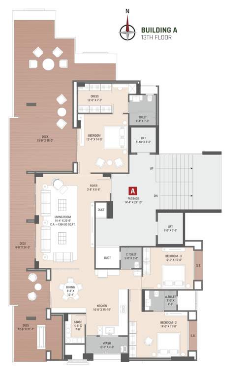 jivantta Jivantta Building A Cluster Plan for 13th Floor