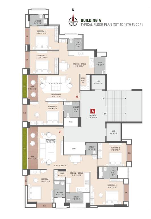 jivantta Jivantta Building A Cluster Plan from 1st to 12th Floor