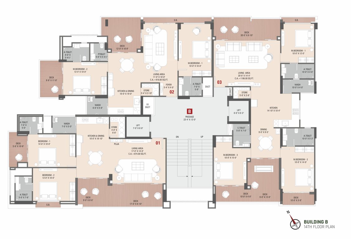 jivantta Jivantta Building B Cluster Plan for 14th Floor