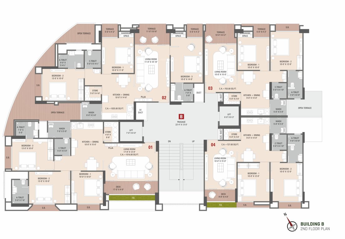 jivantta Jivantta Building B Cluster Plan for 2nd Floor