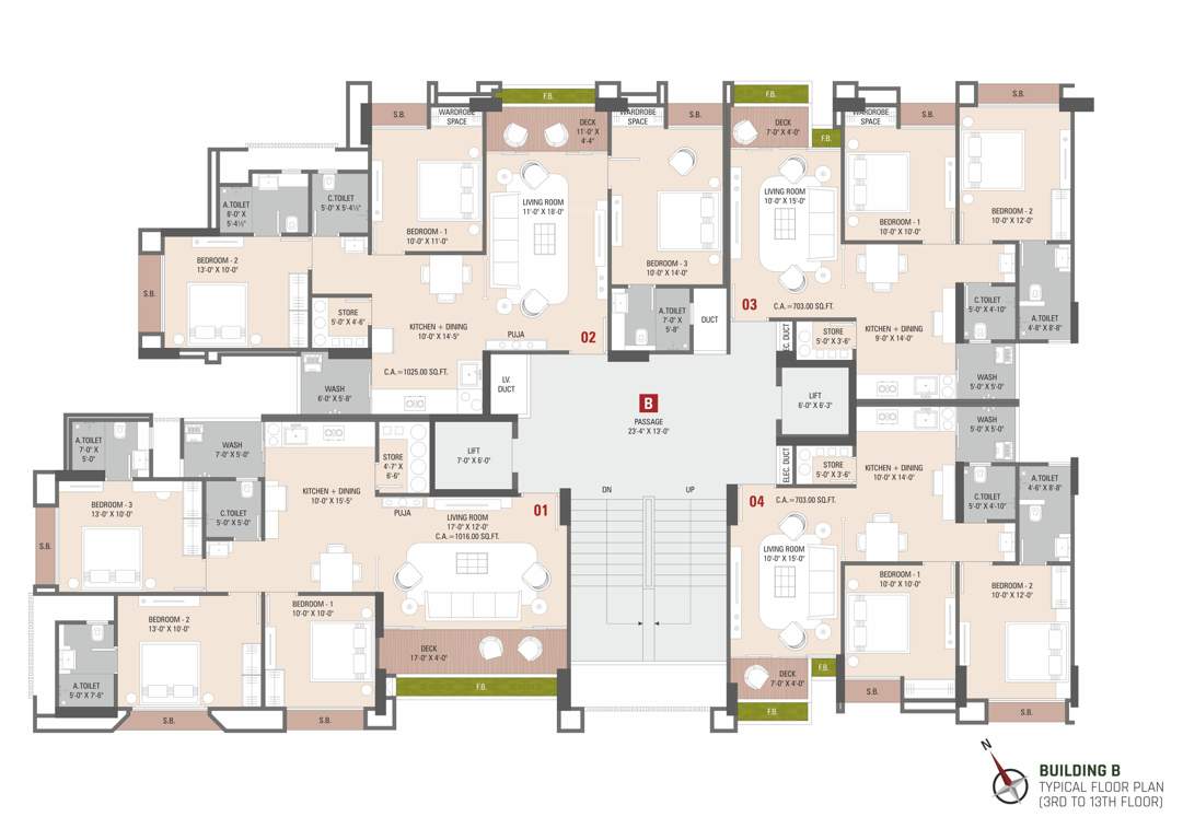 jivantta Jivantta Building B Cluster Plan from 3rd to 13th Floor