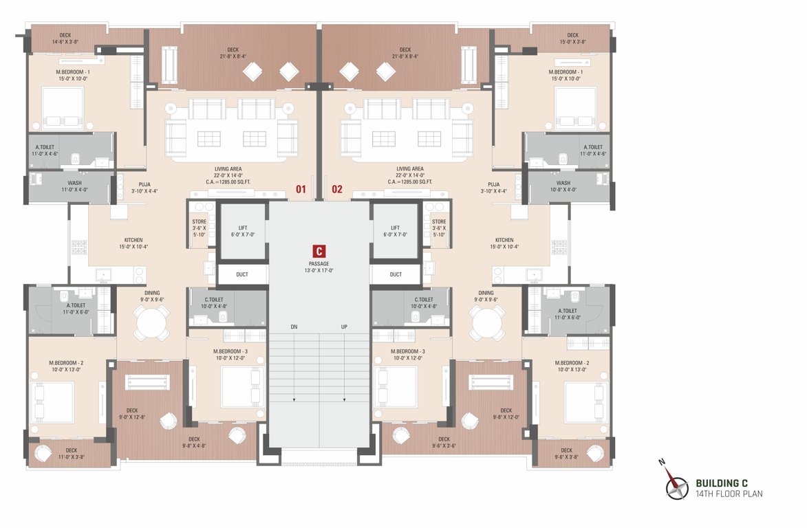 jivantta Jivantta Building C Cluster Plan for 14th Floor