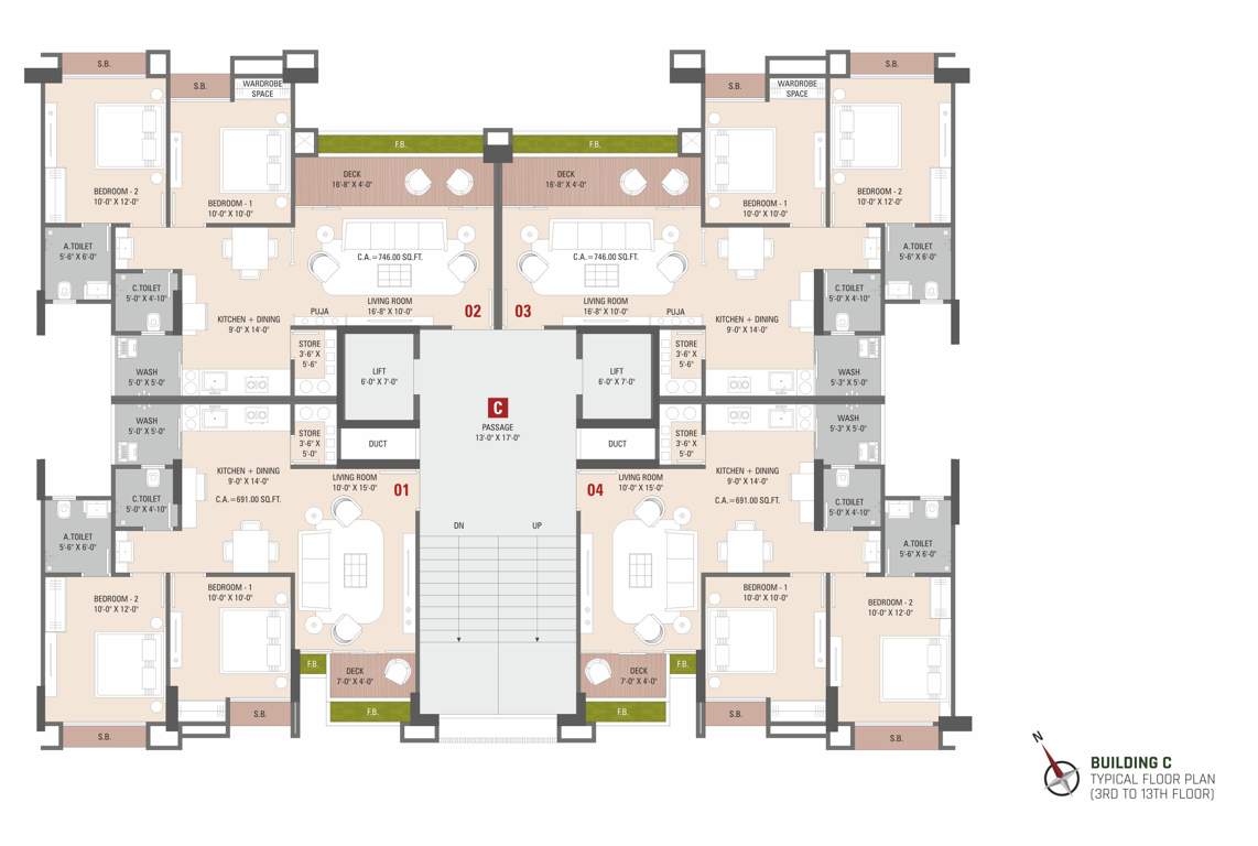 jivantta Jivantta Building C Cluster Plan from 3rd to 13th Floor