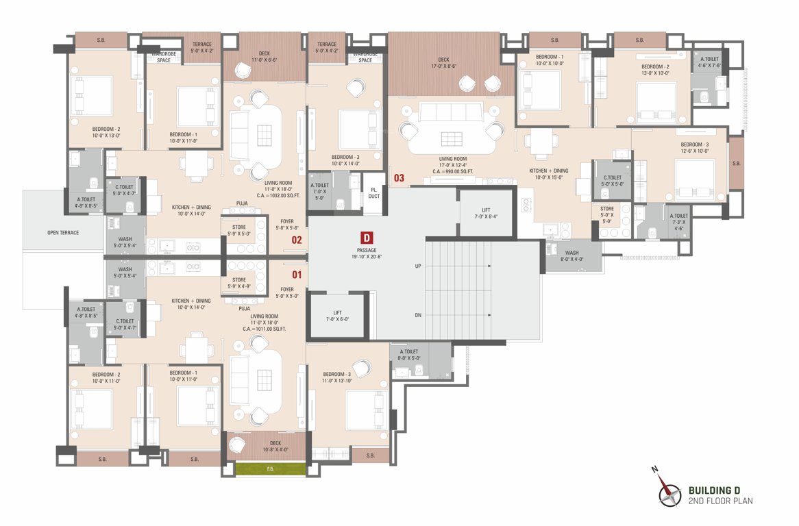 jivantta Jivantta Building D Cluster Plan for 2nd Floor