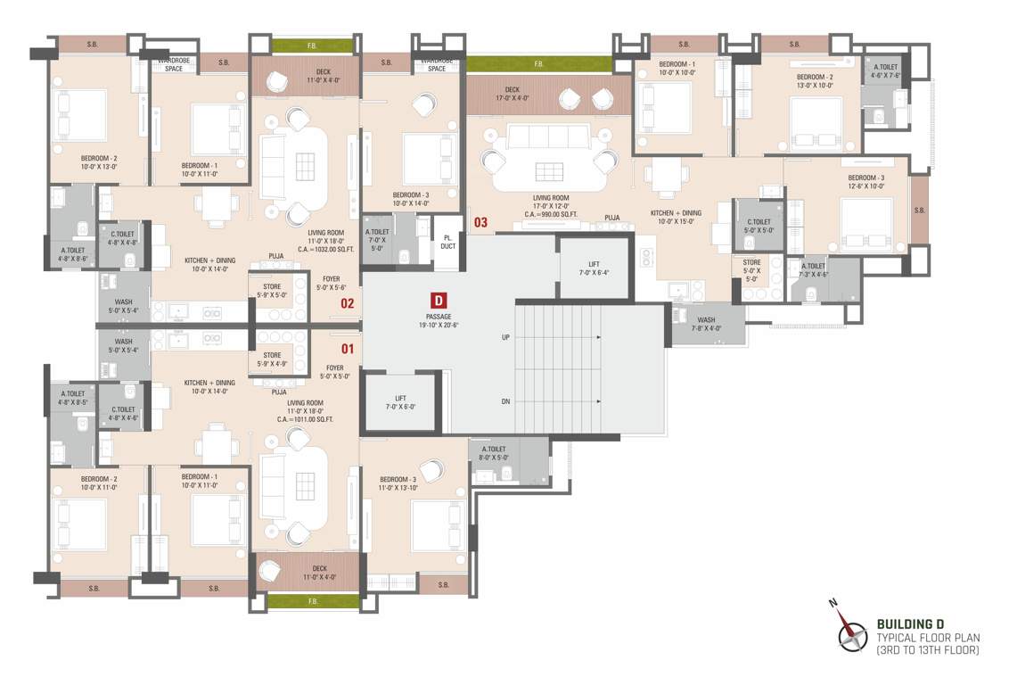 jivantta Jivantta Building D Cluster Plan from 3rd to 13th Floor