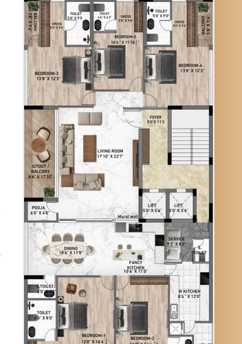  anantha-regalia Anantha Regalia Cluster Plan from 1st to 5th Floor
