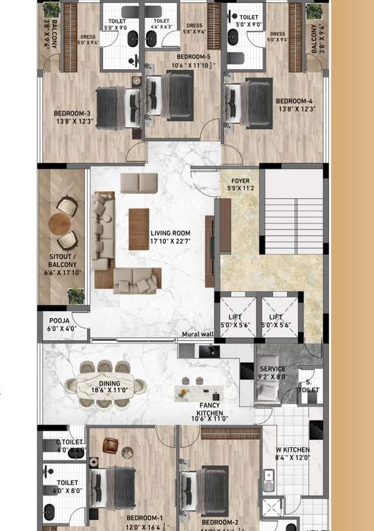  anantha regalia Anantha Regalia Cluster Plan from 1st to 5th Floor