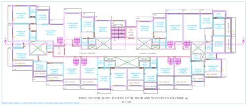  avenue A wing Cluster Plan from 1st to 7th Floor