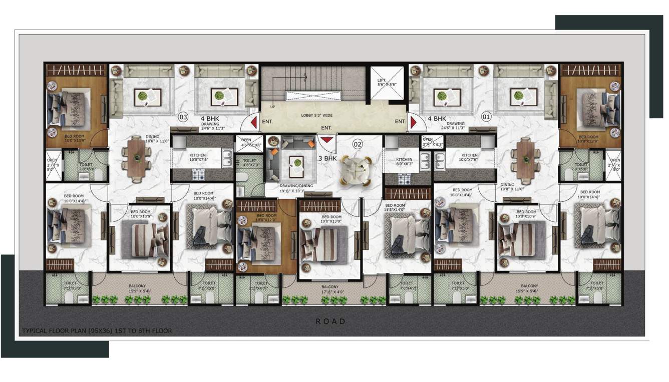  triveni homz Triveni Homz Cluster Plan from 1st to 6th Floor
