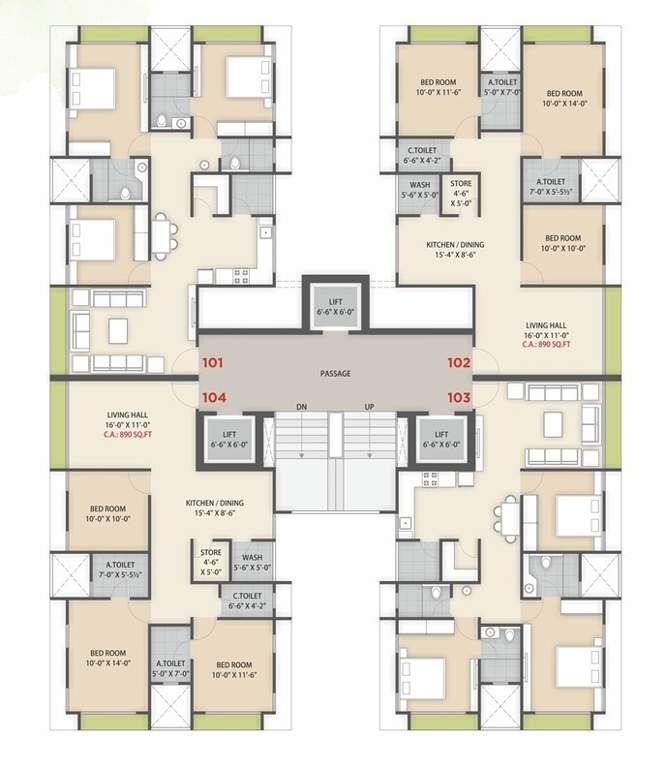  aagam heights lotus B Building Cluster Plan from 1st to 12th Floor