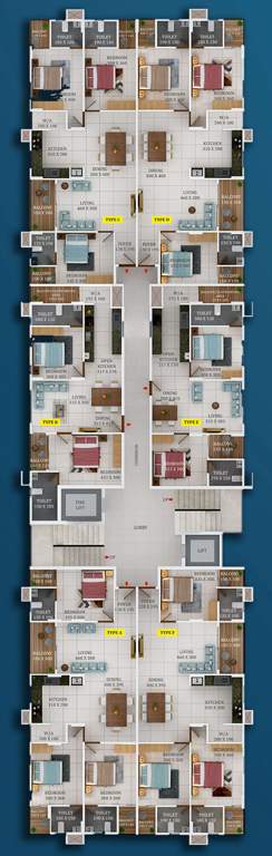 pearl view apartments Pearl View Apartments Cluster Plan from 1st to 7th Floor