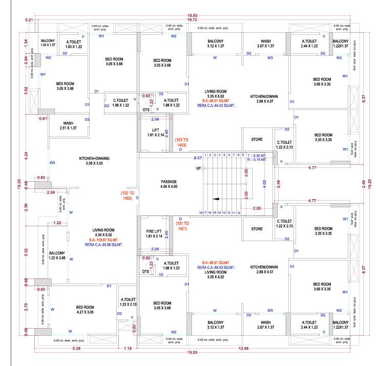 pramukh crest Building E Cluster Plan from 1st to 14th Floor