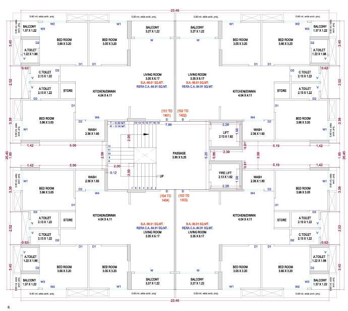 pramukh crest Building G Cluster Plan from 1st to 14th Floor