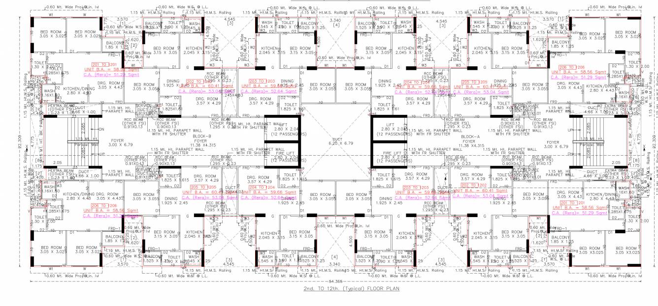  karnavati elysium Block B & Block A Cluster Plan from 2nd to 12th Floor