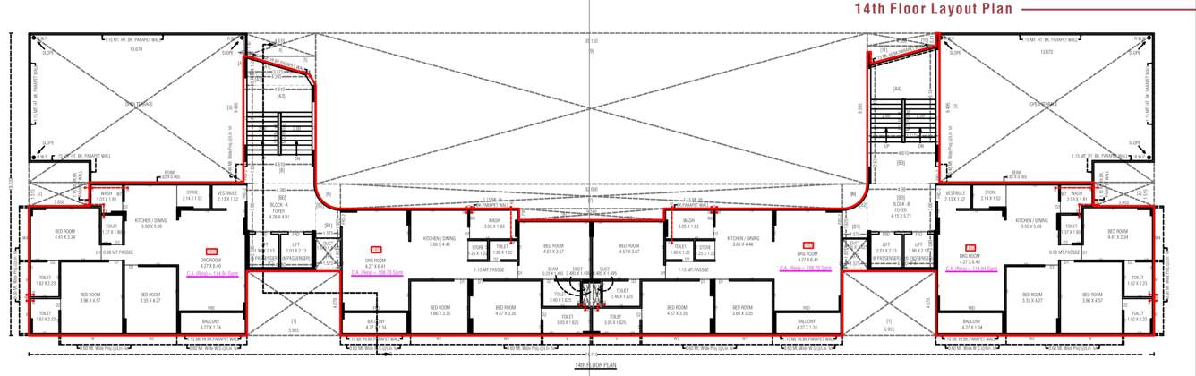  texas 7 Tower A, B Cluster Plan for 14th Floor