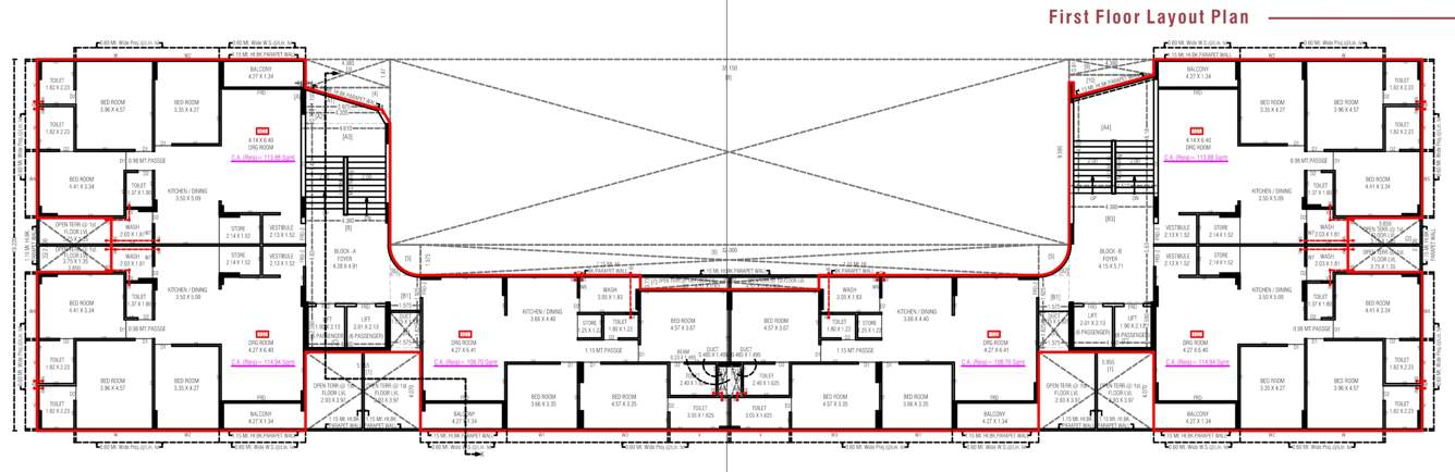  texas 7 Tower A, B Cluster Plan for 1st Floor