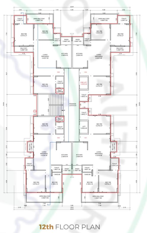 suryam violetta Building A Cluster Plan 12th floor