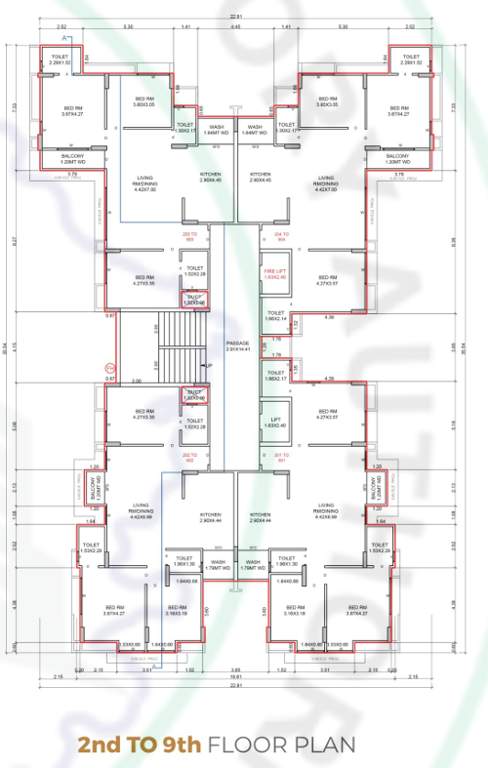 suryam violetta Building A Cluster Plan from 2nd to 9th Floor