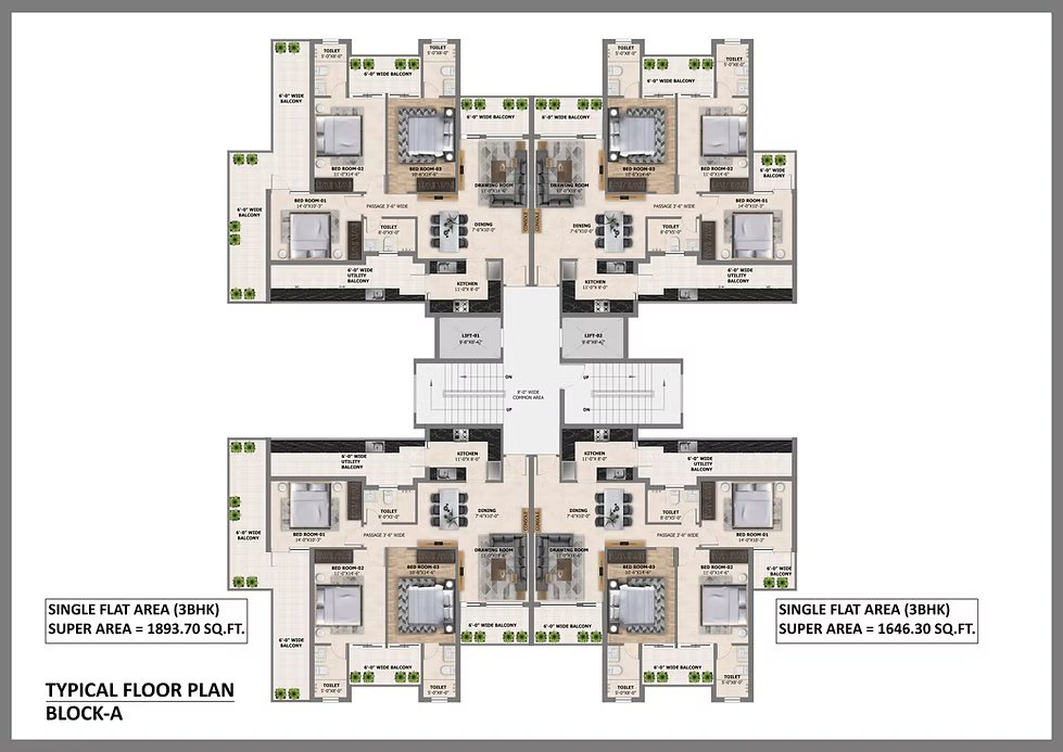  heights Heights Block A Cluster Plan from 1st to 15th Floor