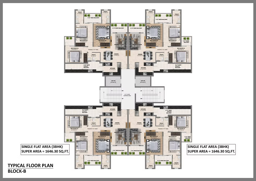  heights Heights Block B Cluster Plan from 1st to 15th Floor