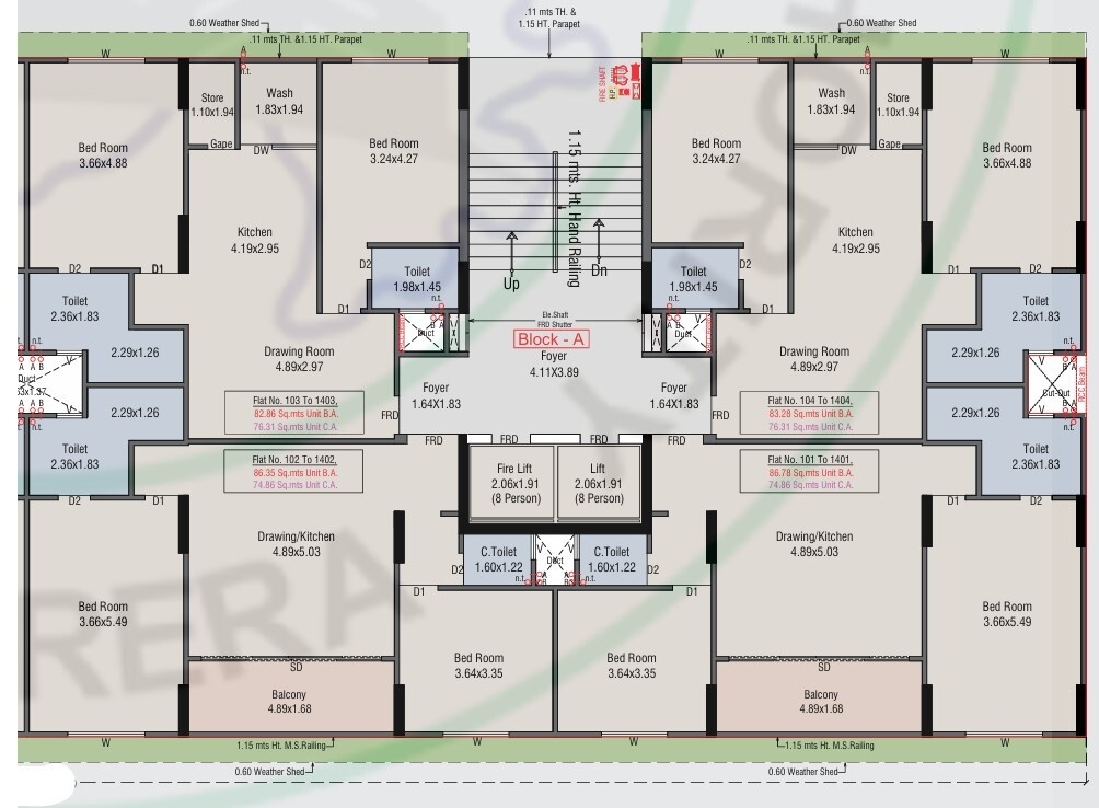  sunsetu sky Block A Cluster Plan 1st, 2nd, 3rd, 4th, 6th, 7th,  9th, 10th, 11th, 13th, 14th Floor