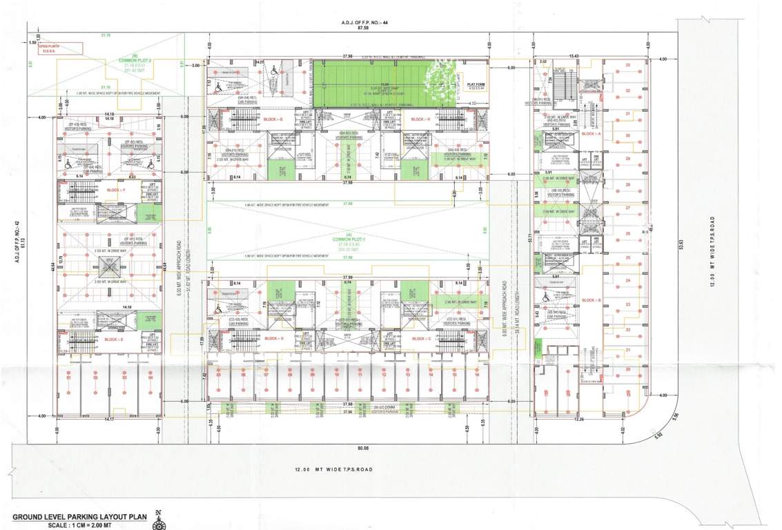  spl 2 Block A, B,C,D, E, F, G & H Cluster Plan for ground Parking plan