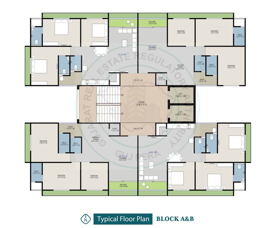  shyam height i Block A Cluster Plan from 1st to 9th Floor