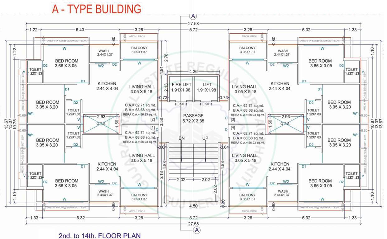  paradise A Building Cluster Plan from 2nd to 14th Floor
