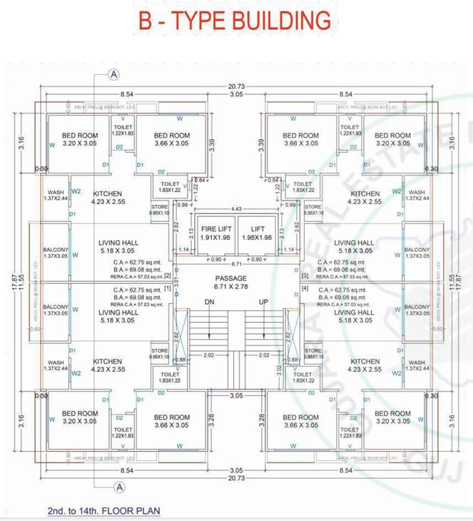  paradise B Building Cluster Plan from 2nd to 14th Floor