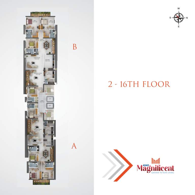  magnificent Magnificent Cluster Plan from 2nd to 16th Floor