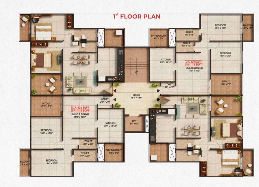  fortune flora Fortune Flora Cluster Plan for 1st Floor